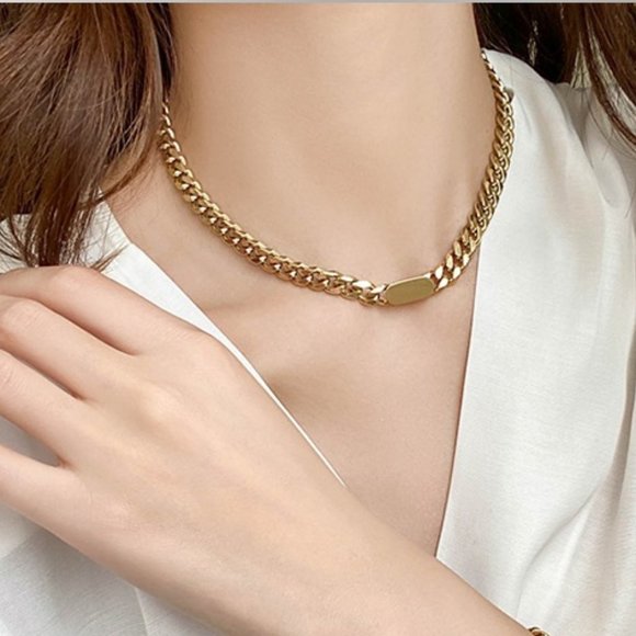 NEW 18K Gold Plated Chunky Chain Necklace - Picture 5 of 7